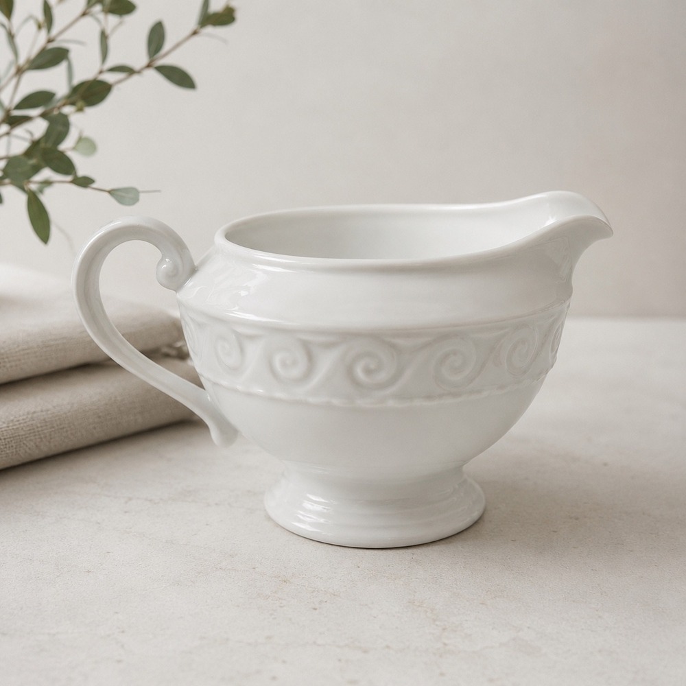 Bernardaud Limoges Louvre Blanc Gravy Boat White Porcelain Pitcher France
